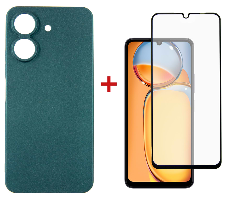 Чехол для смартфона DENGOS for Xiaomi Redmi 13C Green (DG-KM-54) +стекло - Фото 1