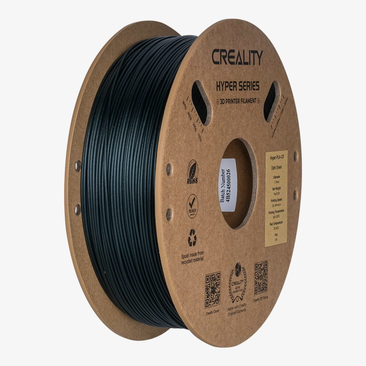 Нитка для PLA-картриджа Creality -CF Filament 1.75 мм 1 кг Dark Green (3301060016) - Фото 1