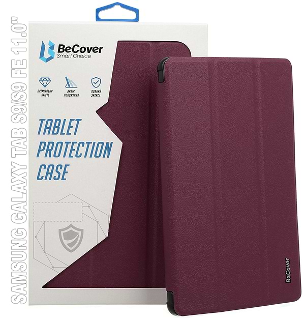 Фото - Чохол для планшета BeCover Smart Case for Samsung Galaxy Tab S9 (SM-X710/SM-X716)/S9 FE (SM-X510/SM-X516B) 11.0" Red Wine (709893)
