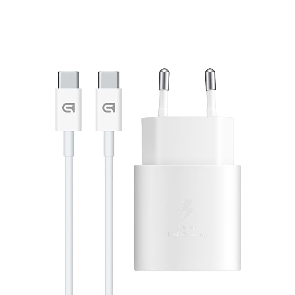 Мережевий зарядний пристрій Armorstandart AR-TA800W USB-C 25W white + кабель USB-C to USB-C (ARM63804) - Фото 1