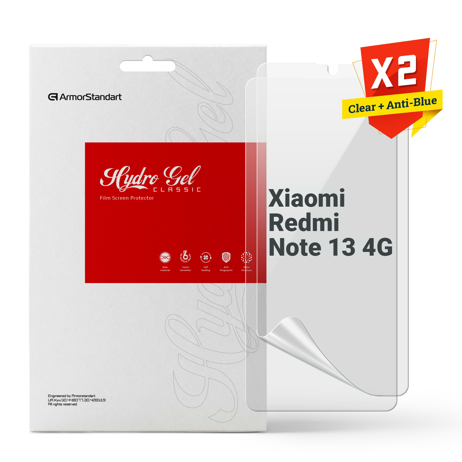 Защитная пленка для смартфона Armorstandart Clear + Anti-Blue for Xiaomi Redmi Note 13 4G (ARM80692) - Фото 1