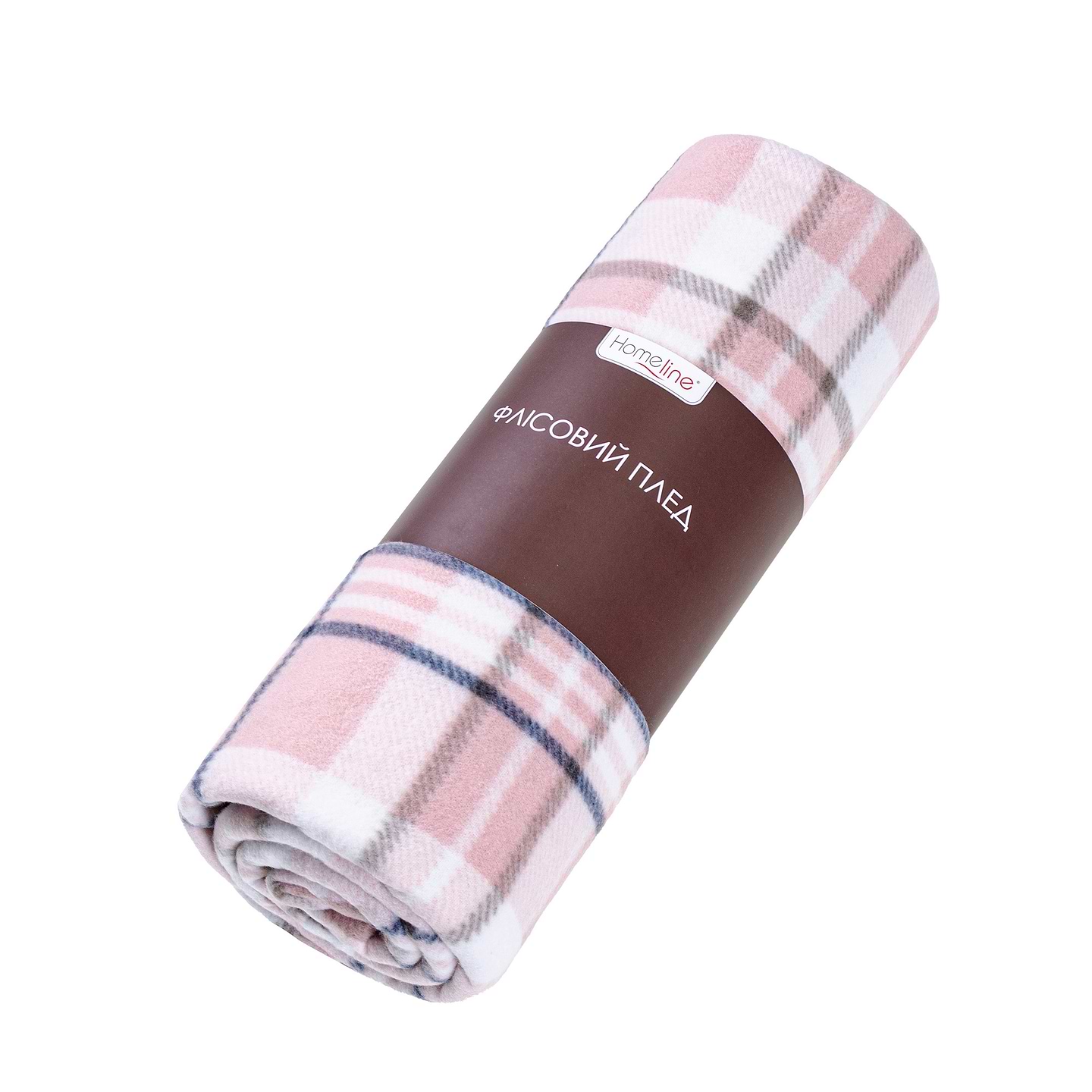 Плед односпальний Home Line 130х160 Полар принт рожево-біла клітинка (184782)