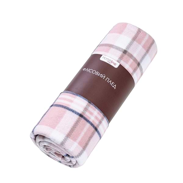 Фото - Плед односпальний Home Line 130х160 Полар принт рожево-біла клітинка (184782)