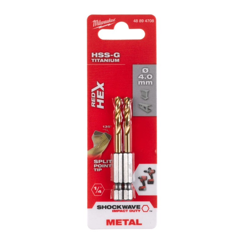 Сверло Milwaukee RedHEX HSS-G TiN 4,0 мм 2 шт. (48894708)