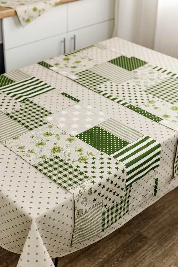 Фото - Скатертина прямокутна Прованс Горох зелений 120х136 см (031562)