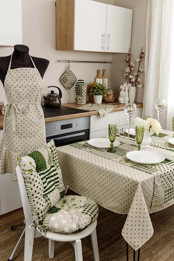 Фото - Скатертина прямокутна Прованс Горох зелений 120х136 см (031562)