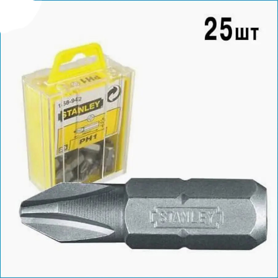 Набор бит для отвертки Stanley 1/4" Ph1 25 мм 25 шт. (1-68-942)