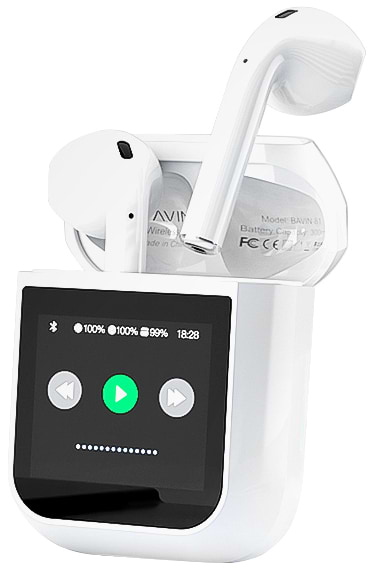 Навушники вкладиші бездротові TWS Bavin Hi-Res LCD TOUGH White (HB-BA-81-WH) - Фото 1