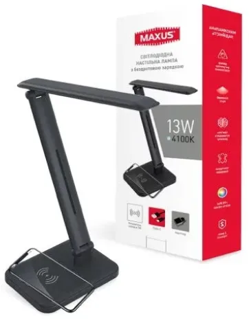 Фото - Настільна лампа Maxus DL 13W 4100K BL Wireless charger (1-MDL-13W-BLQi)