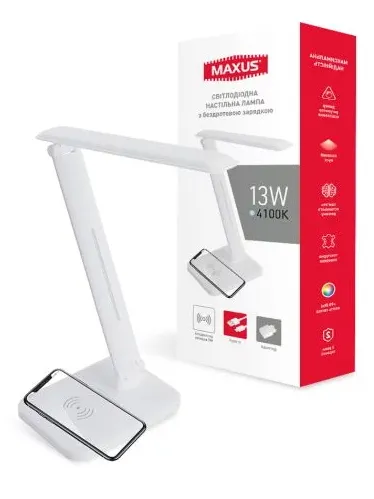 Фото - Настільна лампа Maxus DL 13W 4100K WH Wireless charger (1-MDL-13W-WHQi)