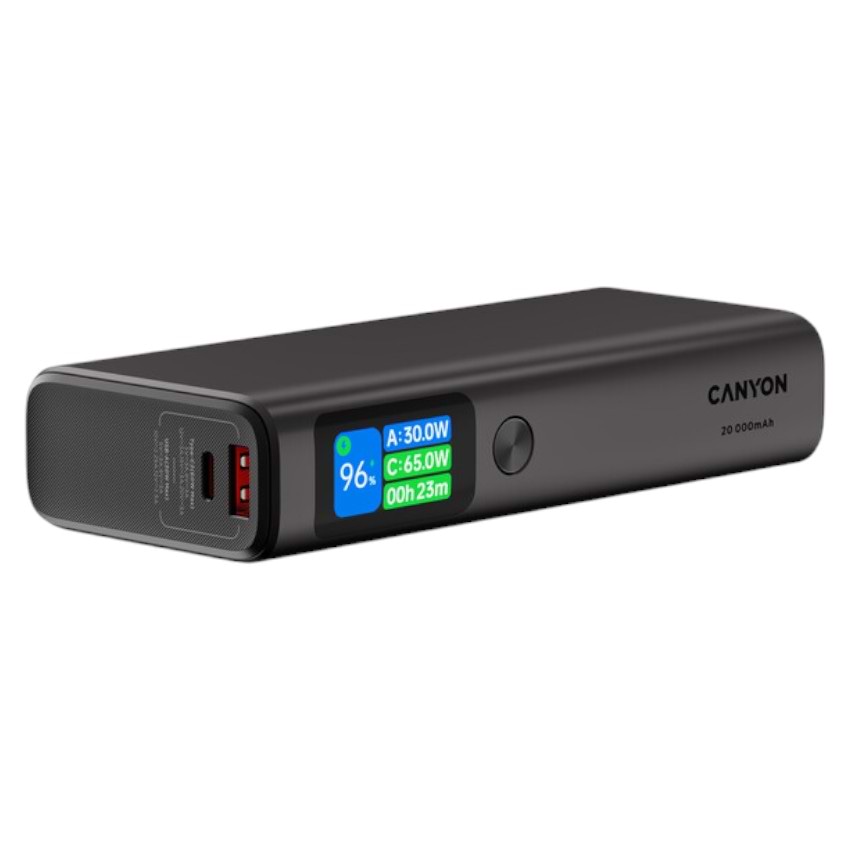 Батарея мобільна Canyon OnPower 230 TFT 20000 mAh PD130W Dark Grey (CNS-CPB230DG) - Фото 1