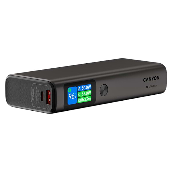 Фото - Батарея мобильная Canyon OnPower 230 TFT 20000 mAh PD130W Dark Grey (CNS-CPB230DG)