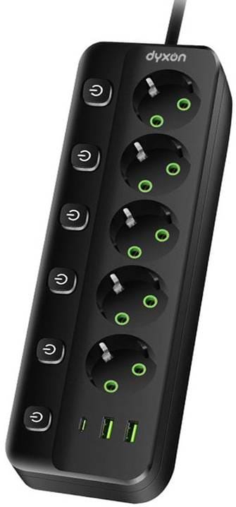 Сетевой фильтр Dyxon PRO-1098 5.0m 5р 2 USB-A 1 USB-C (PD) Black (DXN-1098-5M-5-B)