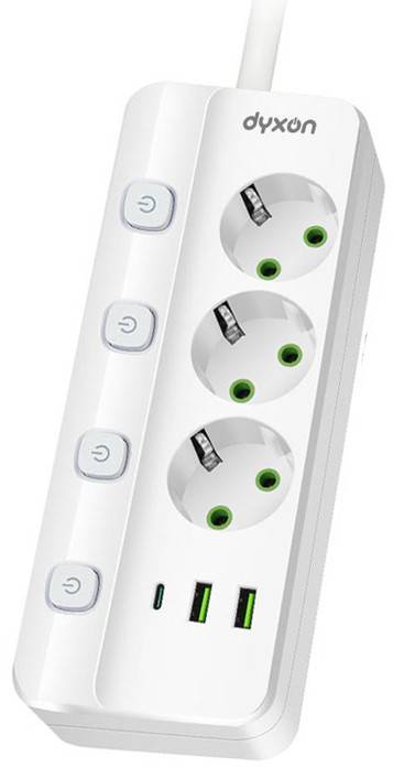 Фото - Мережевий фільтр Dyxon PRO-1096 5.0m 3р 2 USB-A 1 USB-C (PD) White (DXN-1096-5M-3-W)