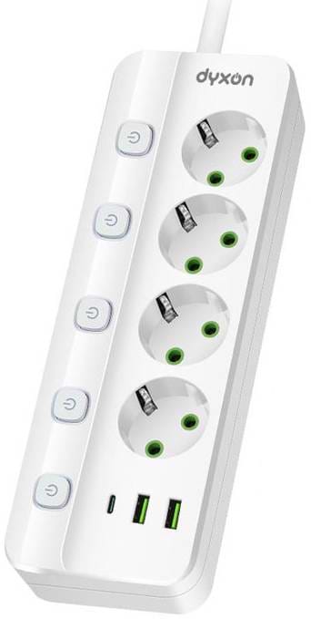 Фото - Мережевий фільтр Dyxon PRO-1097 5.0m 4р 2 USB-A 1 USB-C (PD) White (DXN-1097-5M-4-W)
