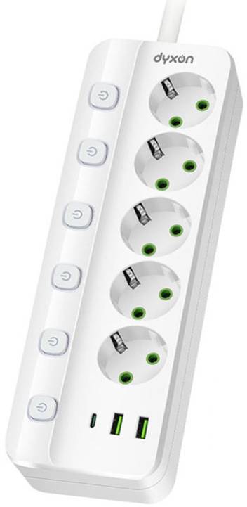 Сетевой фильтр Dyxon PRO-1098 5.0m 5р 2 USB-A 1 USB-C (PD) White (DXN-1098-5M-5-W)