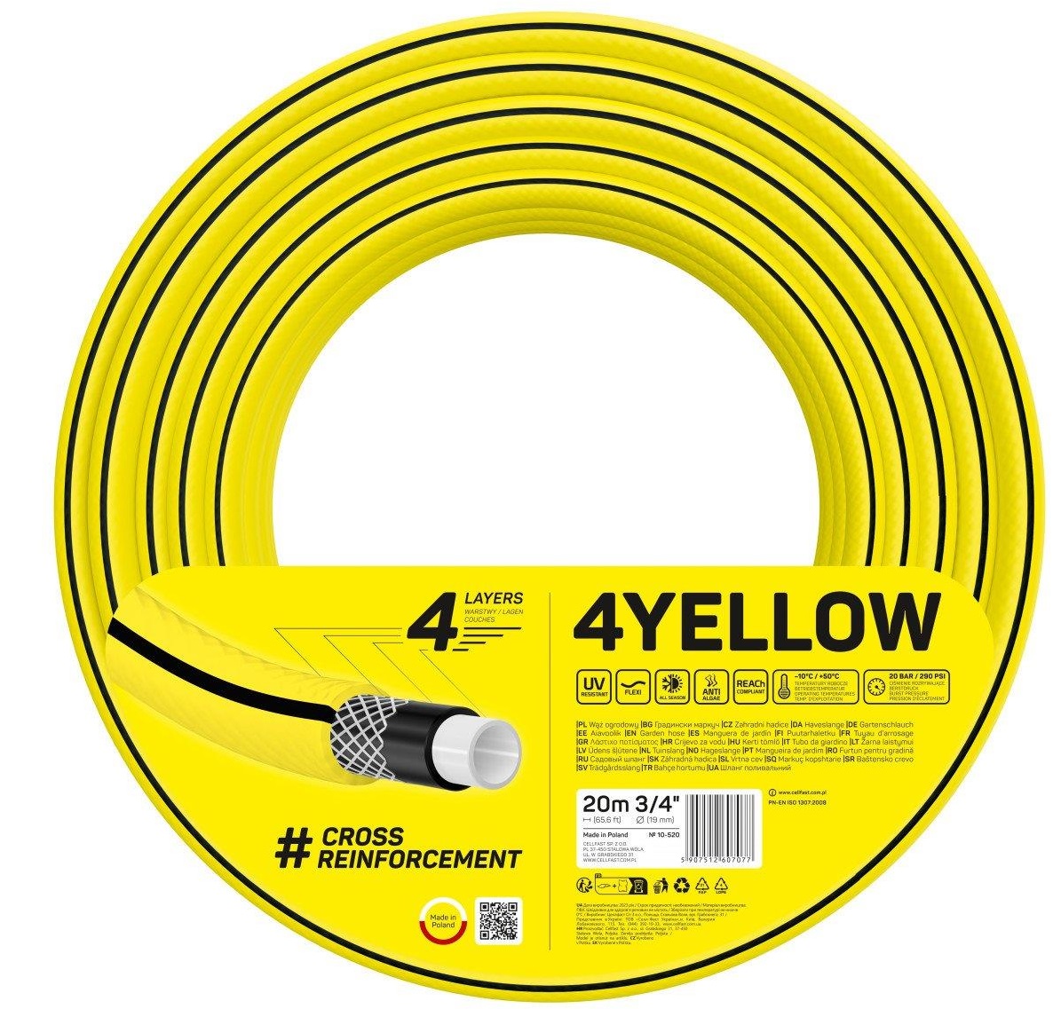 Шланг поливочний Cellfast 4Yellow 3/4" (10-520)