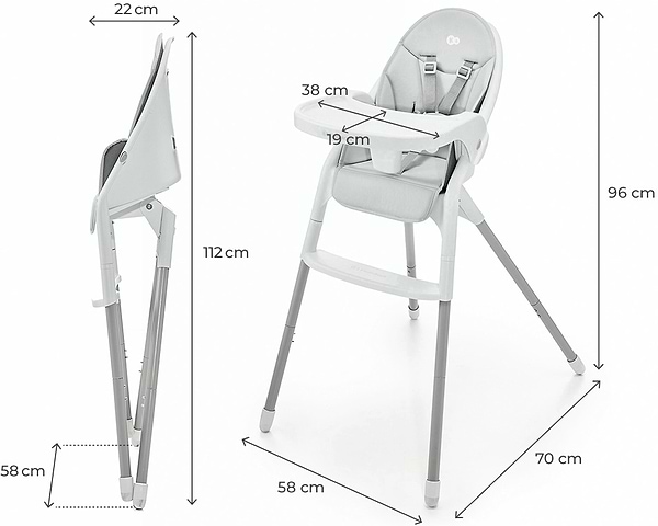 Фото - Стульчик для кормления классический Kinderkraft Dinnly Grey (KHDINN00LGR0000)