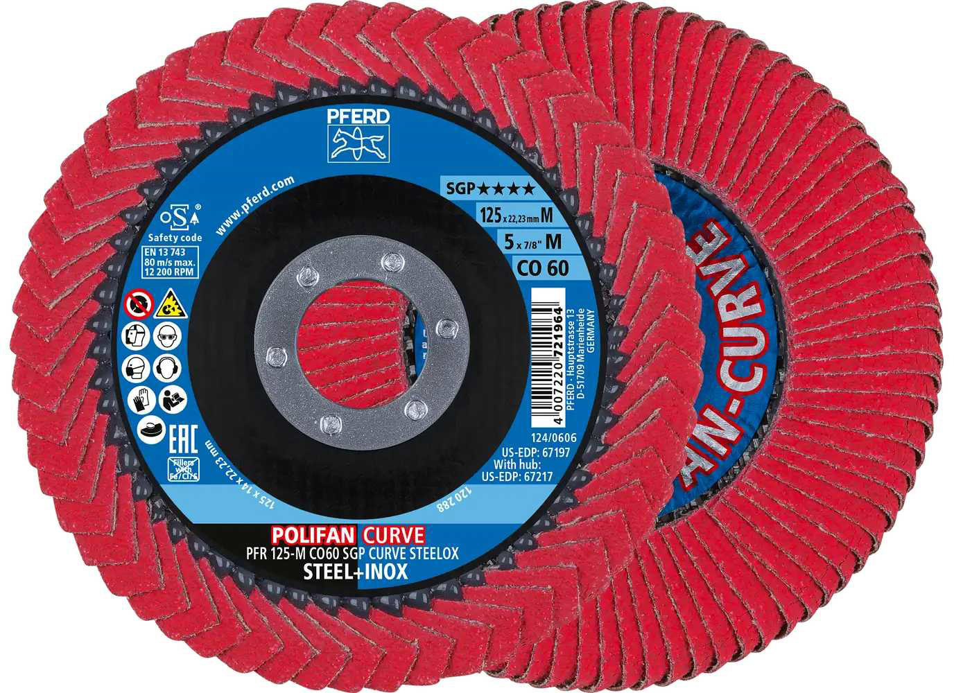 Диск шлифовальный по металлу Pferd 125х22 CO60 (4007220790168(25)/400722072196)