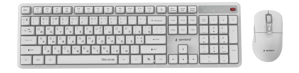 Клавиатура+мышь беспроводная Gembird White (KBS-WMS-01-W-CYRL)