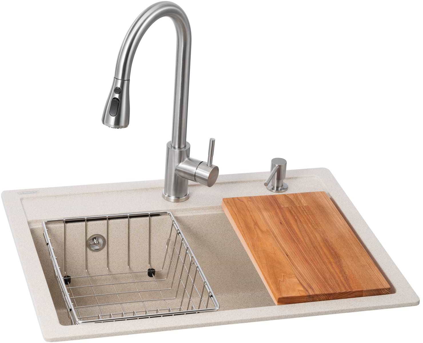 Мойка кухонная+смеситель GRANADO Basic Artes avena (+ Campo LUX inox + дозатор Redondo inox + корзина + доска) - Фото 1