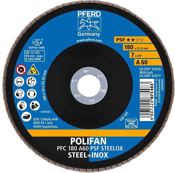 Фото - Диск шлифовальный по металлу Pferd 180х22 A60 (4007220444696(10)/400722087548)