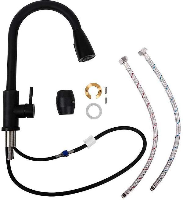 Фото - Смеситель кухонный VALESO LN08 черный с выдвижной воронкой