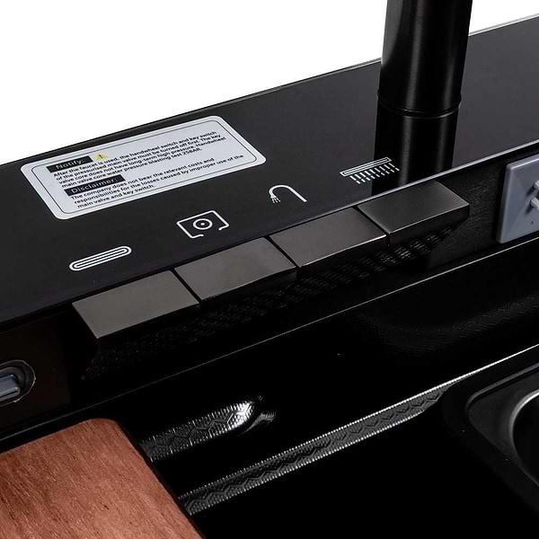 Фото - Мийка кухонна Platinum CM 75x46C PVD чорна Handmade "ВОДОСПАД" (Декор)