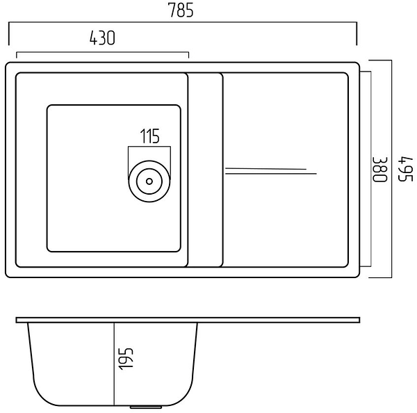 Фото - Мийка кухонна Platinum 7950 Selena матова Сірий мусон