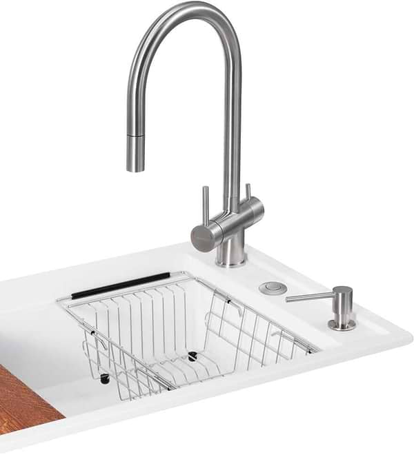 Фото - Мийка кухонна+змішувач GRANADO Royal Estella white (+ подрібнювач Algar + Ferrol inox + дозатор Redondo inox + кошик + дошка)