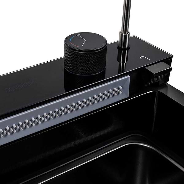 Фото - Мийка кухонна Platinum CM 75x46C PVD чорна Handmade "ВОДОСПАД" (Декор)