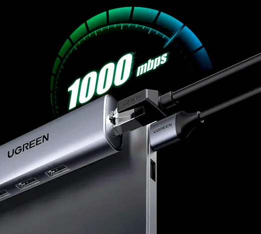Фото - Док-станція UGREEN CM266 USB A 3.0-HDMI/USB 3.0x3/HDMI/RJ45/Micro USB Gray (60812)