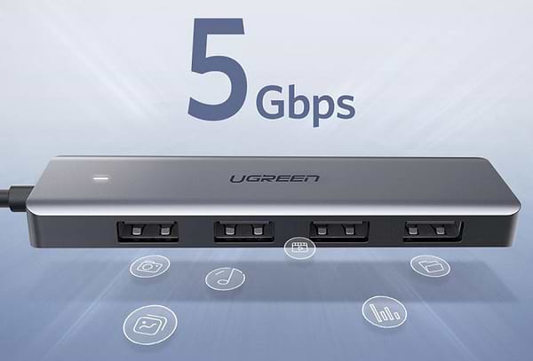 Фото - Хаб USB UGREEN CM219 4-port 15см USB 3.0 Gray (50985)