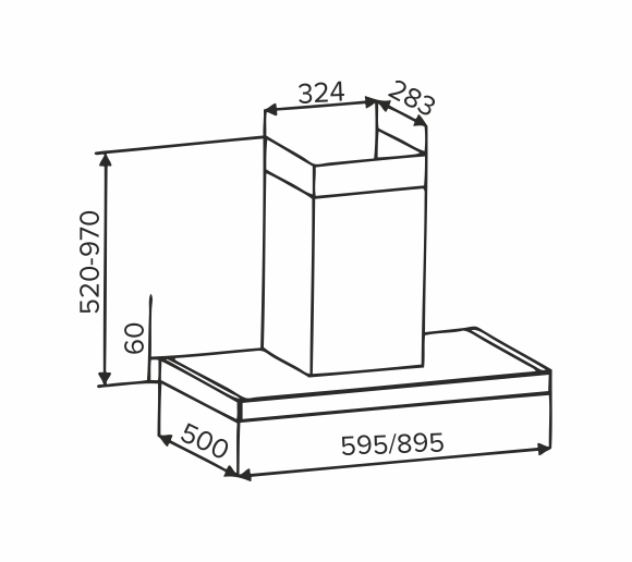 Фото - Витяжка декоративна Interline CUBA X/BL 90 TB/2/T
