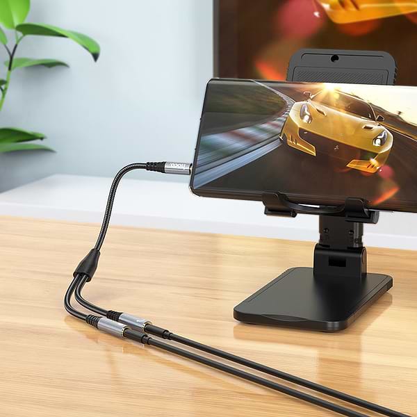 Фото - Кабель 3.5 мм - 3.5 мм HOCO UPA21 2-in-1 3.5 Metal Gray (6931474766809)