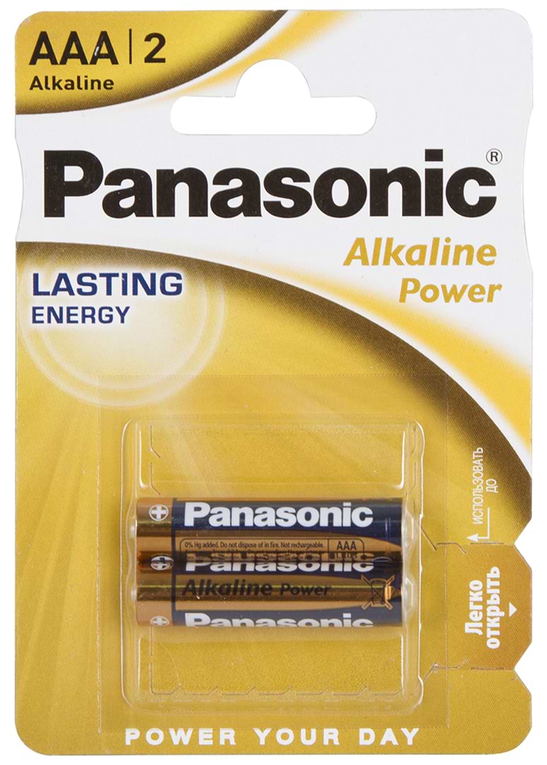 Батарейка тип AAA Panasonic ALKALINE POWER AAA BLI 2 (LR03REB/2BP) - Фото 1