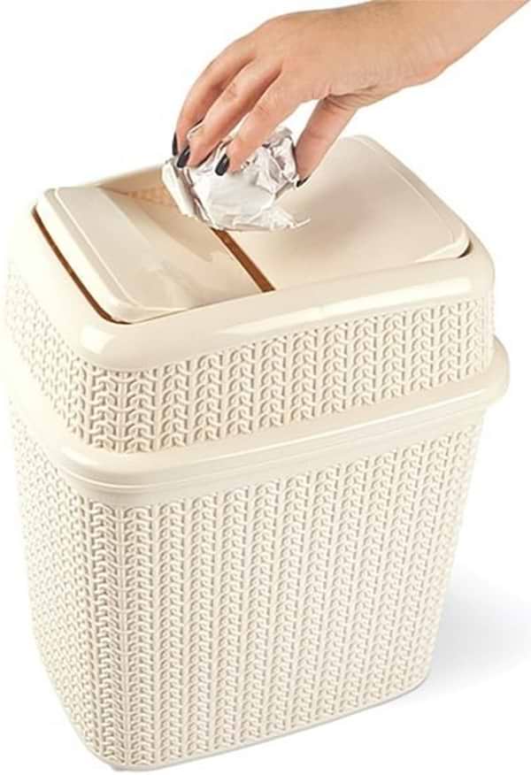 Фото - Бак для сміття UCSAN PLASTIC KNIT 10л крем (102302)