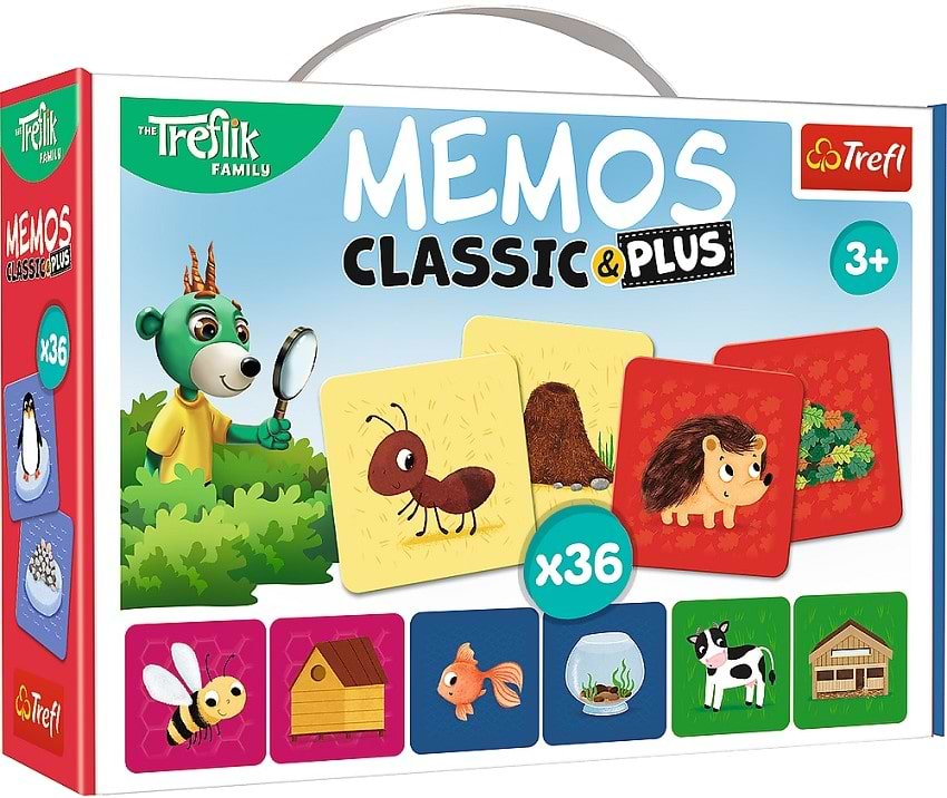 Настольная игра развивающая (3-4 года) Trefl "Мемос Классические плюс 36 карт Зверята и их домики (2333) - Фото 1