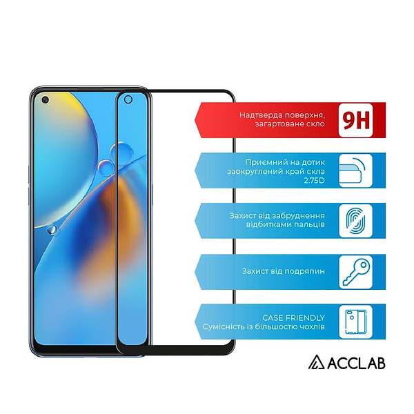 Фото - Захисне скло для смартфону ACCLAB Full Glue for Oppo A74 Black (1283126512667)