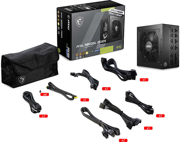 Фото - Блок живлення для ПК MSI 850W 80 PLUS Gold (MAG A850GL PCIE5)
