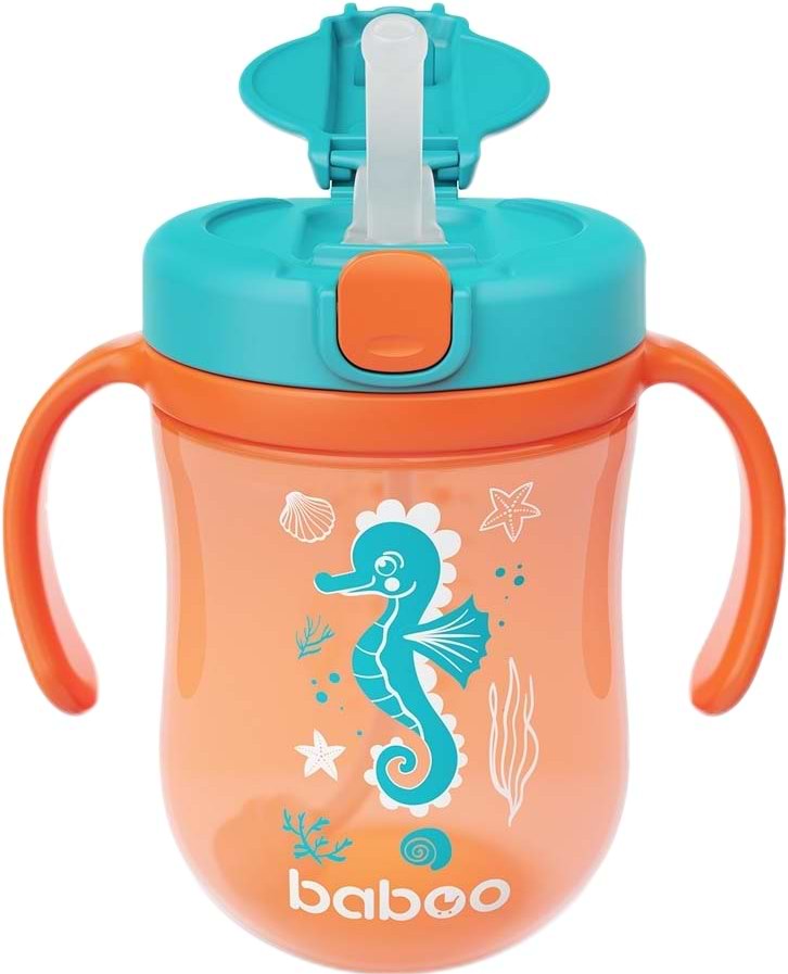 Чашка-непроливайка дитяча Baboo 300 мл Sea Life Orange (8-132)