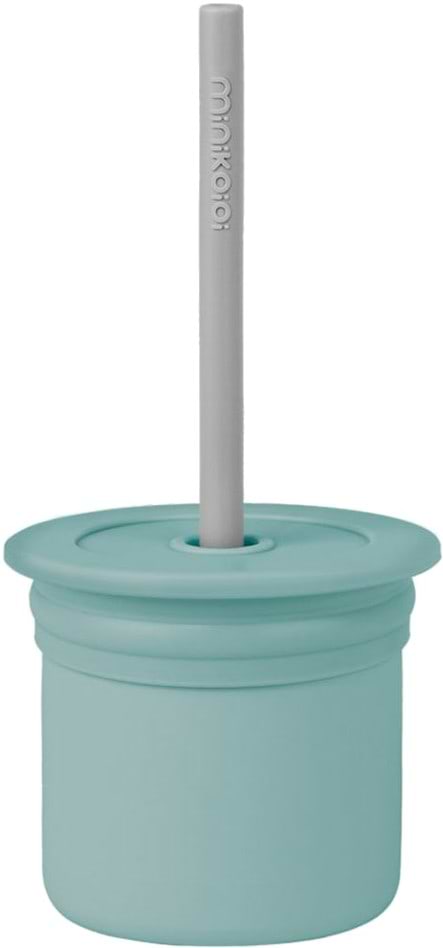 Чашка-непроливайка детская MinikOiOi Sip+Snack - Aqua Green/Powder Grey (101100107)