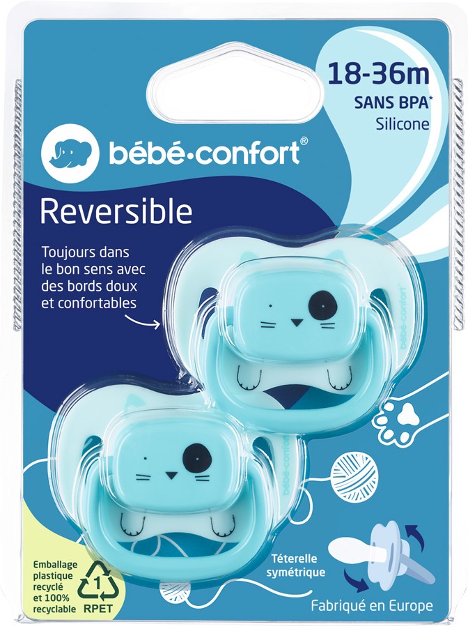 Фото - Симметричная пустышка Bebe Confort 2 шт 18/36 Minimalistic Animals Blue