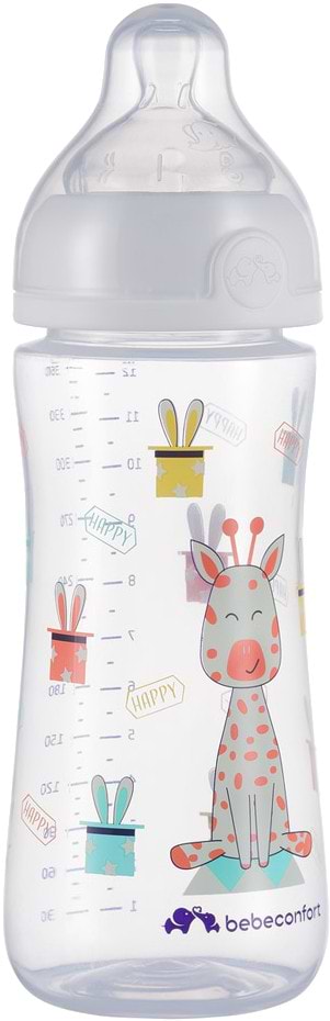Пляшка для годування Bebe Confort Emo PP 360ml T2 FF з силіконовою пустушкою White