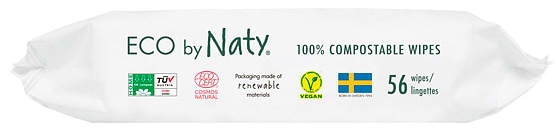 Фото - Серветки вологі для дітей Eco By Naty Органічні з алое (245036)