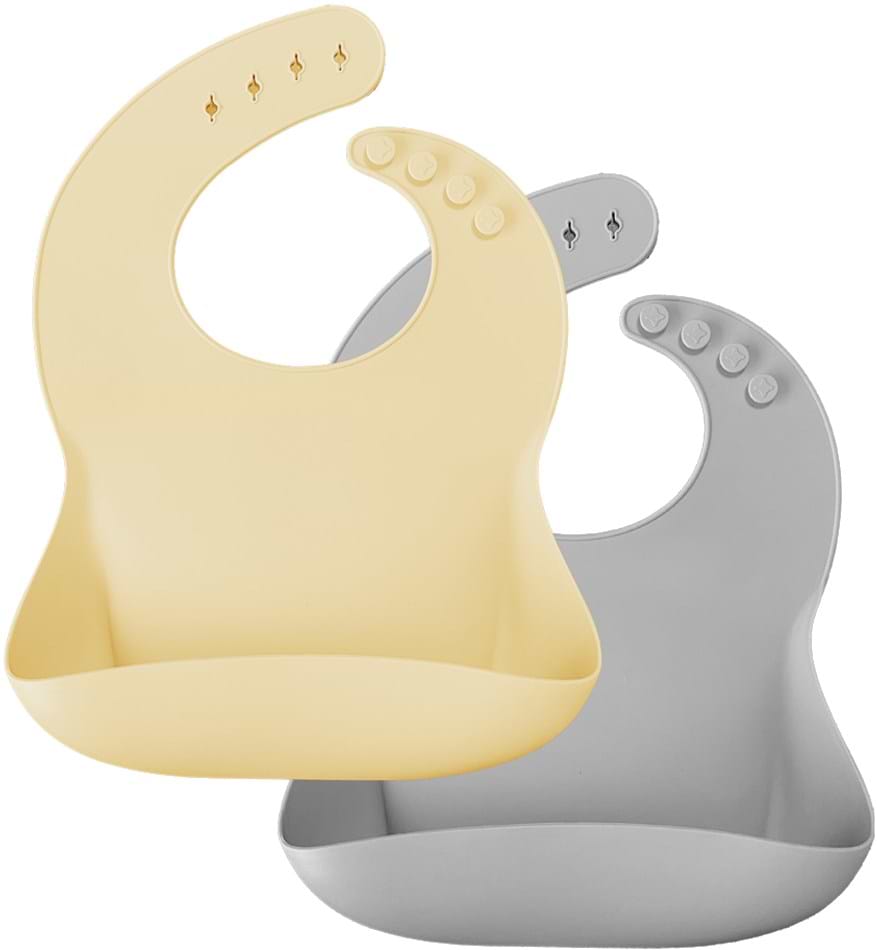 Нагрудник силіконовий MinikOiOi Basics - Mellow Yellow/Powder Grey 2 шт. (101020065)