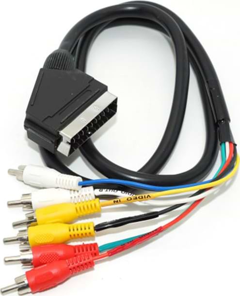 Кабель Scart - RCA Merlion Scart-6RCA, 1.5m Black (TT-SCART (M)-6RCA (M)-1.5) - Фото 1