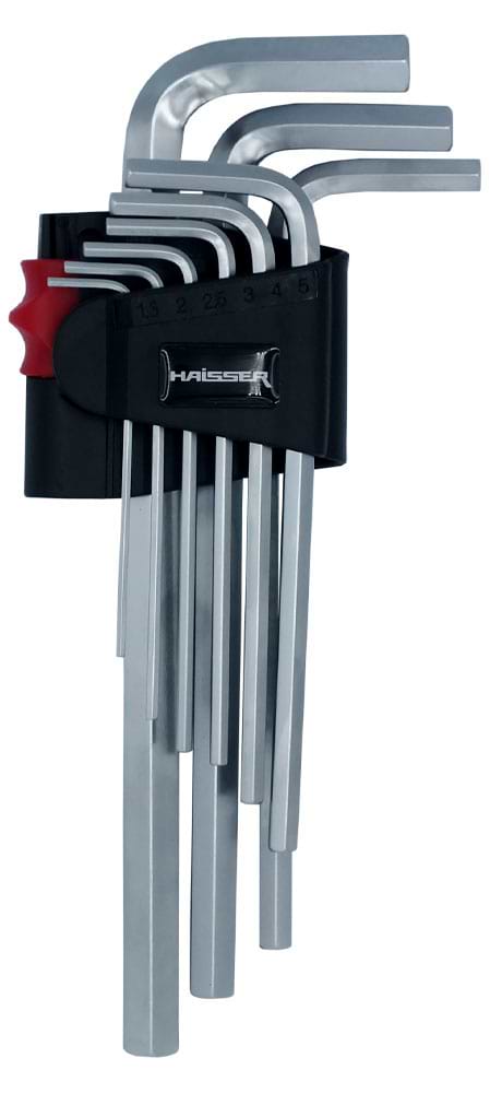 Ключ шестигранний Haisser подовжені 9 шт. S2 1,5-10 мм (48111)