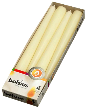 Фото - Свеча конусная Bolsius Кремовая 245/24, 4шт (350905)