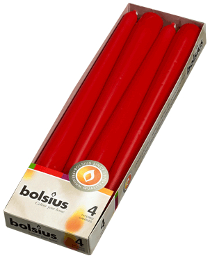 Свеча конусная Bolsius Красная 245/24, 4шт (350941) - Фото 1